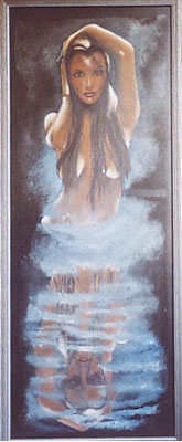 Doriana Guadalaxara L’anima tormentata di Eco, 2006 Olio su tela 150x50 - Esposto presso Sant’Agata dei Goti (Chistro di San Francesco) Cerreto Sannita (BN)