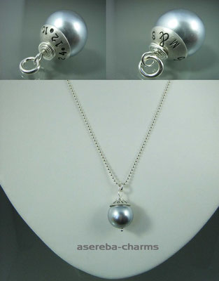 Hochzeits-Set Edelstein-Charms mit beschriftbarer Silberkappe (Kette und Ohrringe)
