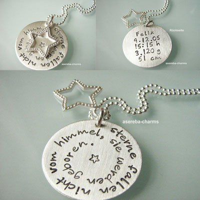 Geschenk zur Geburt (Anhänger mit Name, Geburtsdatum, Gewicht, Größe, Uhrzeit)