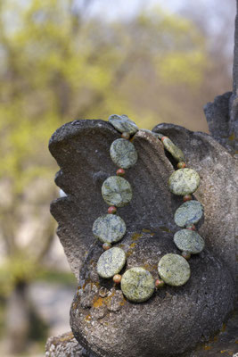 Art.Nr. 009a - Kette: russischer Serpentin, Unakit und Sterling-Silber