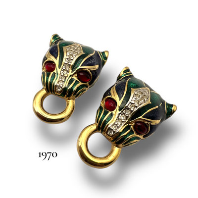 Statement French design Jungle feline / panther's head Door Knocker style Earrings - art.642/7