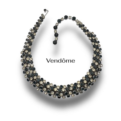 Vendome Vintage Signed Blue Night & Diamond choker-style Necklace –art.586/7