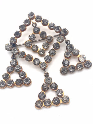 1940 spilla articolata tempestata di black diamond su struttura dorata  -art.161/2-