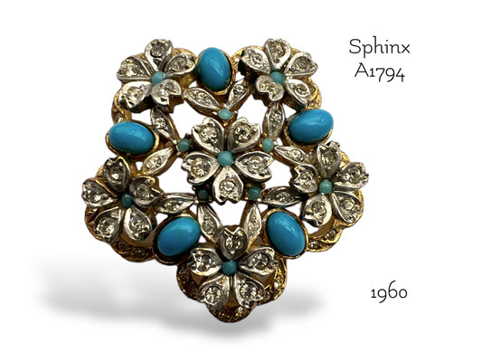 Fabulous and super chic SPHINX unsigned but numbered, enchanted garden with diamanté bloom and faux turquoise stones - art.983/6