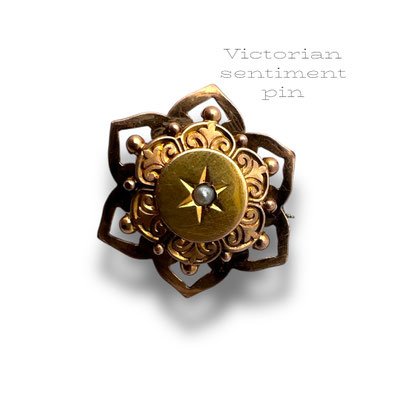 Antique Victorian French 18 carat KT gold filled and seed pearl Titre Fixe signed brooch pin - antique Jewelry for collector-Art.524/7