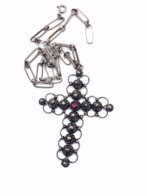 Fab ornate chain and cross pendant necklace - 800 silver Cannetille Italy gorgeous and bold 1930/1940's Vintage - Art.568/4