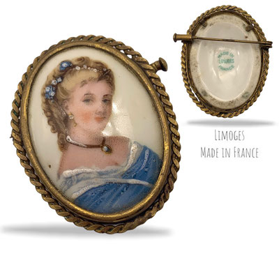 Elegant Limoges Porcelain made in France sweet Lady transfer Portrait with hand painted accenting - Art.87/6