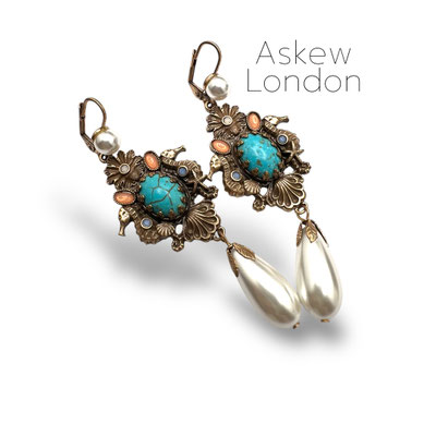 Vintage Estate Askew London Multi-stone Double Majestic Seahorse Gold Drop Earring -Art.864/2
