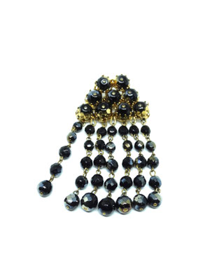 1950 Cascading Dangle italian glass beads Brooch - Gorgeous art glass beads in black and gold - Art.582/3