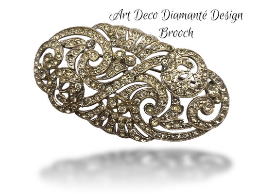 Late 40s Deco Style Large Floral Rhinestone Brooch Diamante Rhinestones and incredible glow -Very chic design and dazzling - Art.242/7