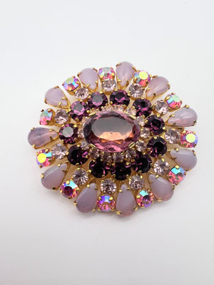 Superior Sparkle Violet and Pink glass Stone Brooch, very nice palette colors and extremely brilliant - art.967/6