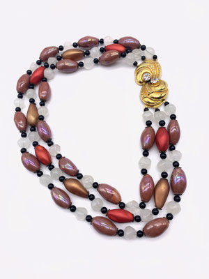 1960s Vintage Necklace - Venetian necklace, beautiful shades of color-beautiful materials- 3 strand--Art.140 / 2