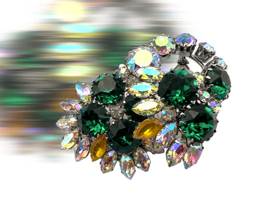 1950s Eye-catching vintage popping color and great sparks layered stones brooch - super shine brooch with nice stones -Art.828/6-SOLD