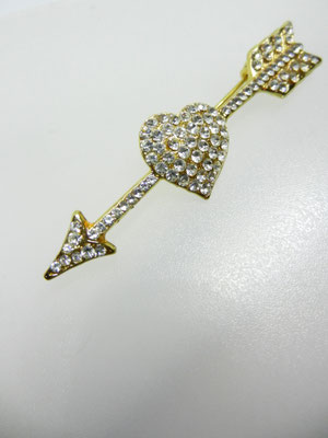 Henry Bijoux Designer heart with arrow figural brooch studded with small sparkling crystals- a blazing gift of love -art.621/5