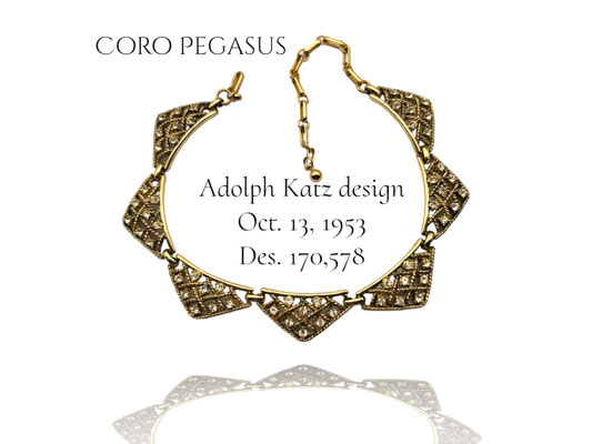 Coro (Pegasus)"MANTELET" Pat. 170.578 from 13.10.1953,Adolph Katz designer choker necklace, collector's item - art.879/6