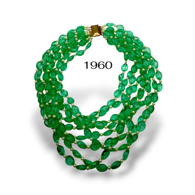 Vintage 1960s Emerald Green Lucite Multi-Strand Statement Necklace - Excellent Condition -- Art.694/7