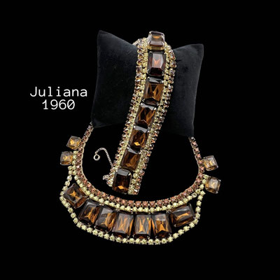 Juliana D & E Amazing Topaz and Hyacinth Designer Vintage Necklace Bracelet,  Elegance in shades of topaz, amber and yellow - Art.551/7