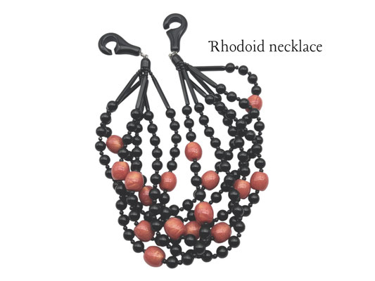 Gorgeous Multi Strand Rhodoid Necklace - strawberry red and black beads -French necklace - high end necklace - Art.267/7 -