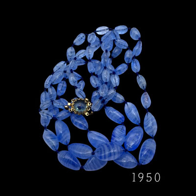 Awesome look Venetian 3 strands in cornflower blue  glass bead cascade necklace - transparencies & fanciful beads - Art.490/7