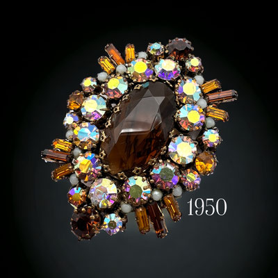 Magnificent sparkle with warm hues, vintage brooch earth tones and boreal flashes - brooch convertible to pendant - Art.167/7