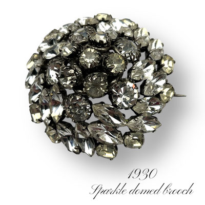 Art Deco Diamante hight domed  Rhinestone Brooch-dome design covered with shimmering rhinestone cuts combo-- art.432/7
