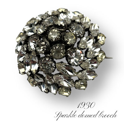 Art Deco Diamante hight domed  Rhinestone Brooch-dome design covered with shimmering rhinestone cuts combo-- art.432/7