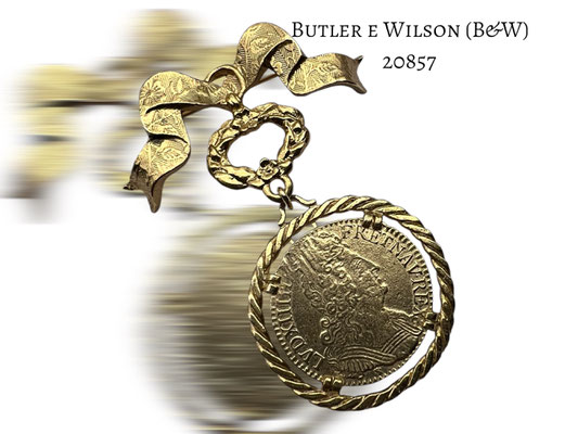 Vintage BUTLER and WILSON “Young Olympian” line medal/coin dangle Brooch Signed B & W and numbered - collector's piece - art.269/7