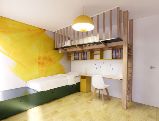 amenagement; agencement; decoration; chambre; enfants; mezzanine; bureaux; lyon