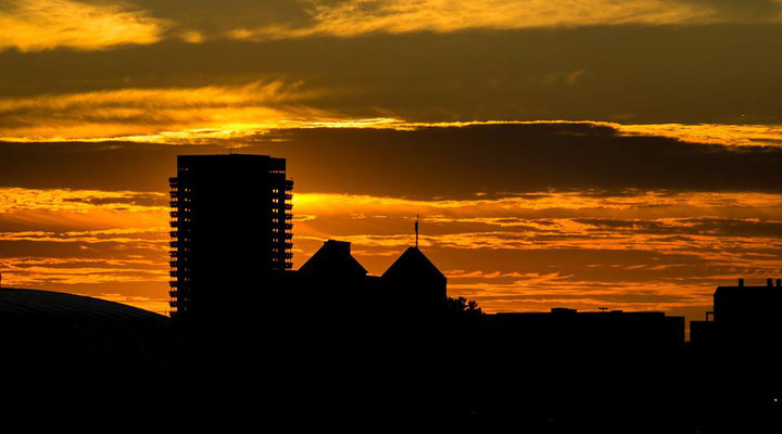 Eingetaucht in starkes Sonnenorange