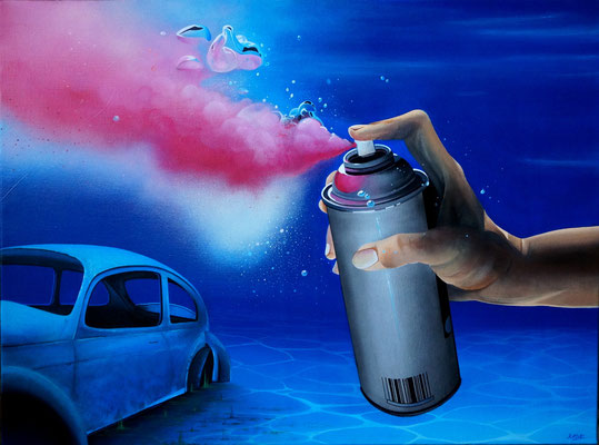 80x60 cm. Acrylic and spray paint on canvas. "Aérosol" 2014