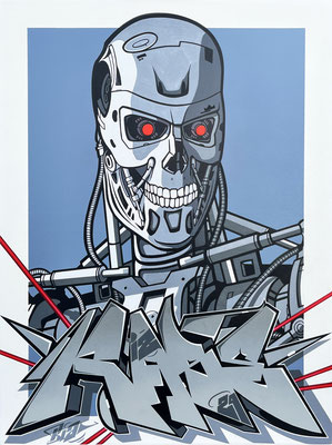 80x60cm. Acrylic and spray paint on canvas. " Terminator " 2024
