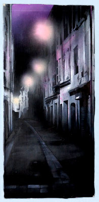 120x69 cm. Acrylic and spray paint on canvas. "Night" 2014