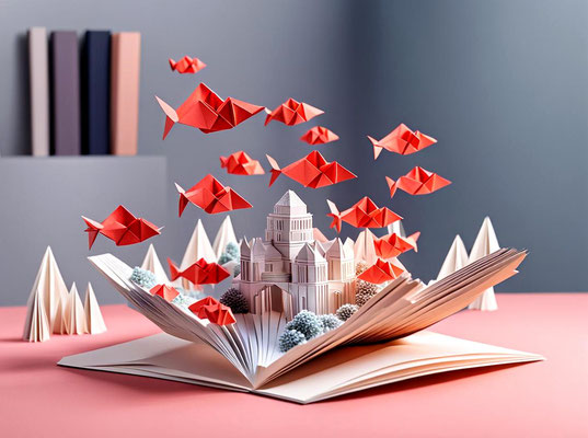 April_Monika_ein Pop-up Buch im Origami-Stil mit der KI erstellt