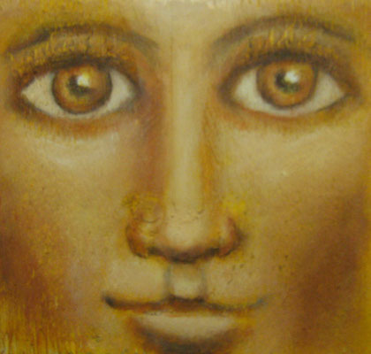 "Brown face", Mischtechnik auf Holz, ca. 20x19cm, 2019