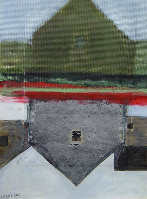 "Schmaler Grat", Mixed Media auf Karton, 34,5x18,5cm, 2005