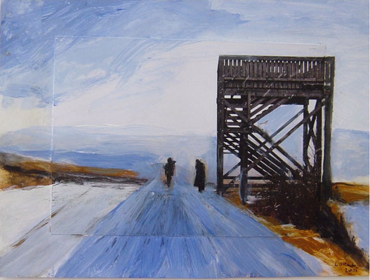 "Grenzland", Collage, Acryl auf Karton, 34,5x18,5cm, 2006