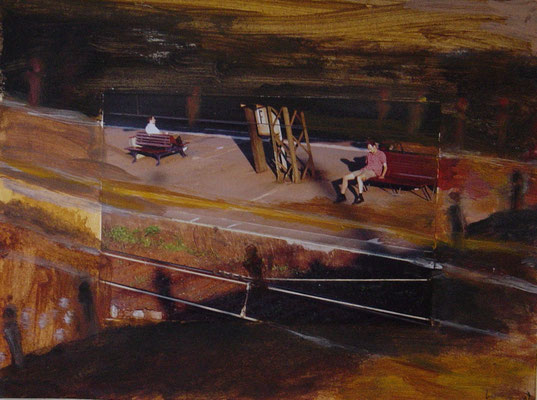 "Stationen", Collage, Acryl auf Karton, 18,5x34,5cm, 2005