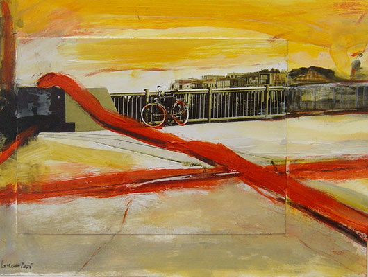 "The things behind the things", Collage, Acryl auf Karton,18,5x34,5cm, 2005