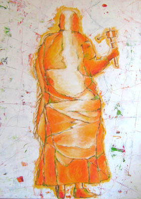 "Pilger mit Gebetsmühle IV", 180x120cm, Acryl auf Canvas, 2010