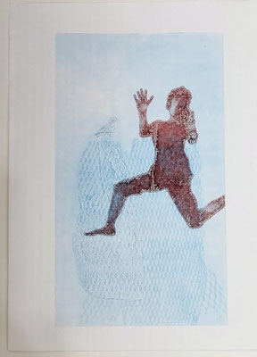 Jumpin' Jack Flash_3, Tetrapack- und Objektdruck, Monotypie 2026, Öl auf Papier, 24x36 cm