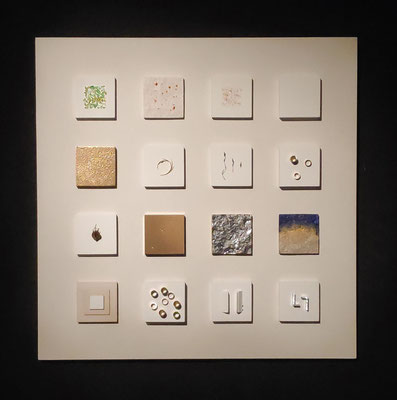 "4 x 4 smallart",  50 x 50 cm, diverse materialen