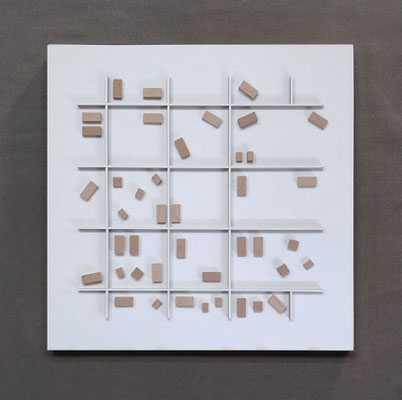 People and the way we dwell, 80 x 80 cm,  mdf en spuitverf