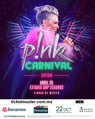 pink en cdmx, pink concierto en cdmx, concierto en mexico, conciertos cdmx, conciertos en enero, conciertos en enero 2026