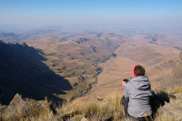 Hodgon's Peak Wanderung mit Blick auf Kwazulu Natal in Südafrika