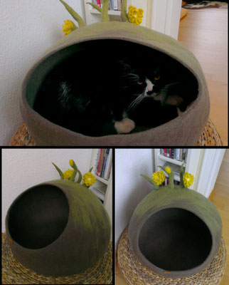 Katzenhöhle "Erdloch mit Frühlingsblumen" Durchmesser ca. 45 cm