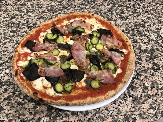 melanzane, zucchine e pancetta