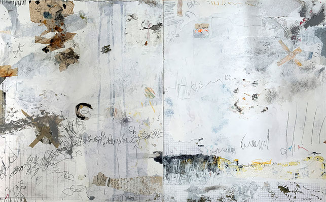 Werkreihe: Oh, wie schön ist Wunderland | Diptychon | Mischtechnik auf Holzkörper | 2 * 40 x 50 x 3 cm