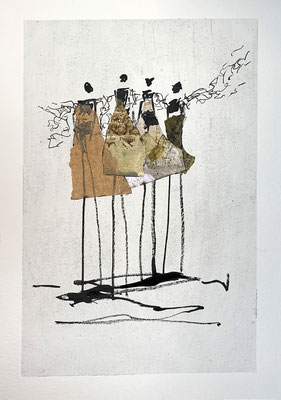 Frauen - Zeichnung /Collage - (29,7 21 cm) Din A4 -  300g/m² Papier - naturweiß