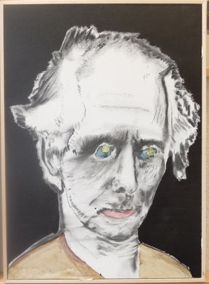 Portrait Max Ernst   01 2018 in Leipzig KP1  Kohle, Tusche auf HDF in 70x50 gerahmt (Schattenfuge)