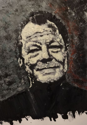 Portrait "Willy B."  Acryl und Mixed Media auf Papier in 24x31    >>> sold